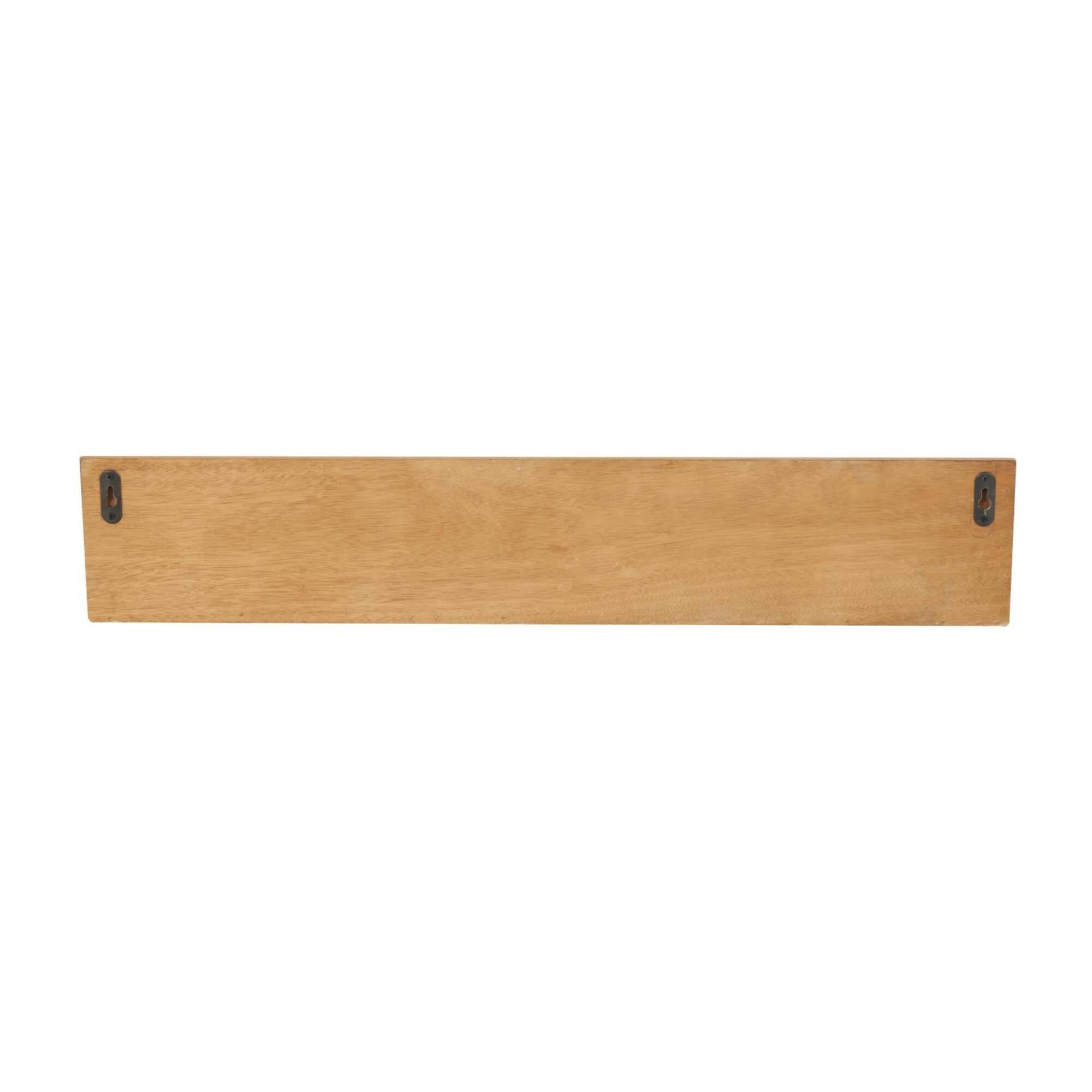 30" Light Brown Wooden Floral Room Wall Shelf with Carved Scroll Lip